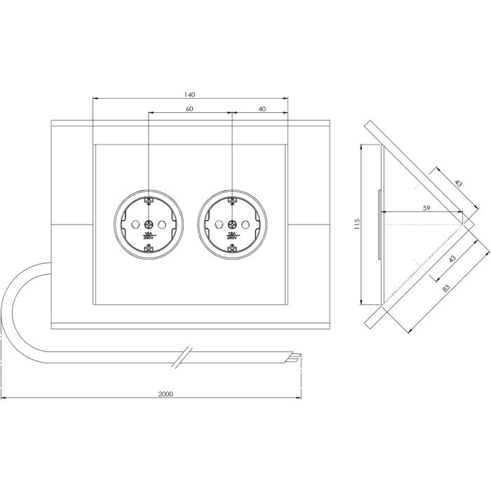 CARESSI Steckdosenelement Edelstahl – Bild 3
